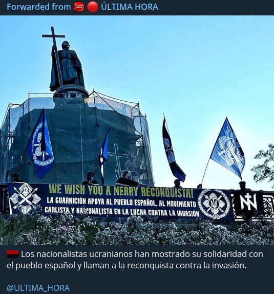 __PAXETBONUM__'s tweet photo. Cómo que van los de núcleo nacional a Ucrania y le mandan apoyo al movimiento carlista JAJAJAJAJA https://t.co/vNhvkW9XGW