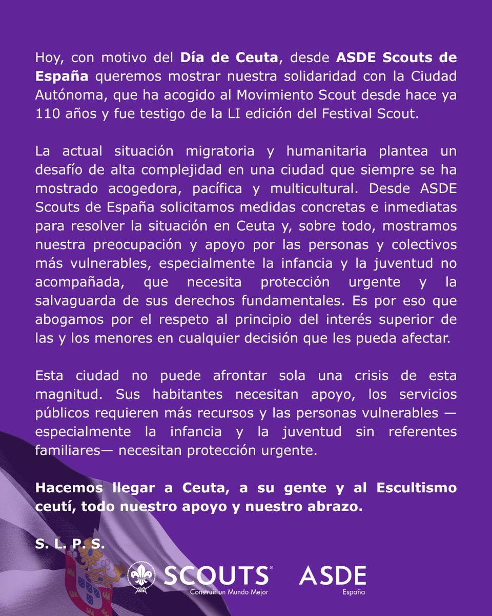 scout_es's tweet photo. ⚜️ Ceuta, estamos contigo ⚜️

Feliz Día de Ceuta 🖤🤍 https://t.co/PPdg3rYhWX