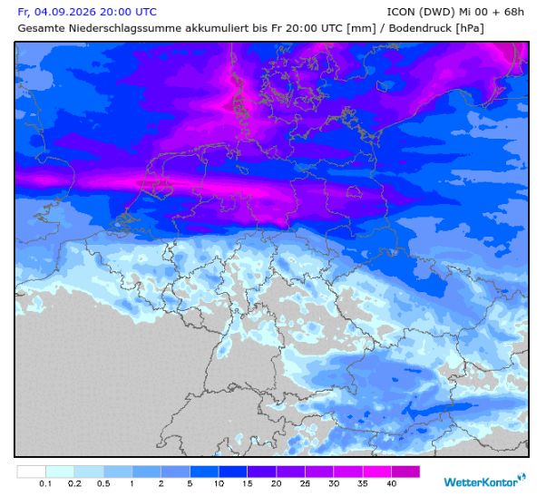WetterKontor's tweet photo. Am Freitag regnet es im Norden Deutschlands durch Tief Vilja längere Zeit und gebietsweise auch kräftig, im Süden kommt noch einmal für einen Tag die Sommer-Hitze zurück: https://t.co/WPwDJUZROW https://t.co/7Pzy8bRhix
#Wetter #Deutschland #Tief #Vilja #Starkregen #Hitze #Sommer https://t.co/hXcVS2nSPL