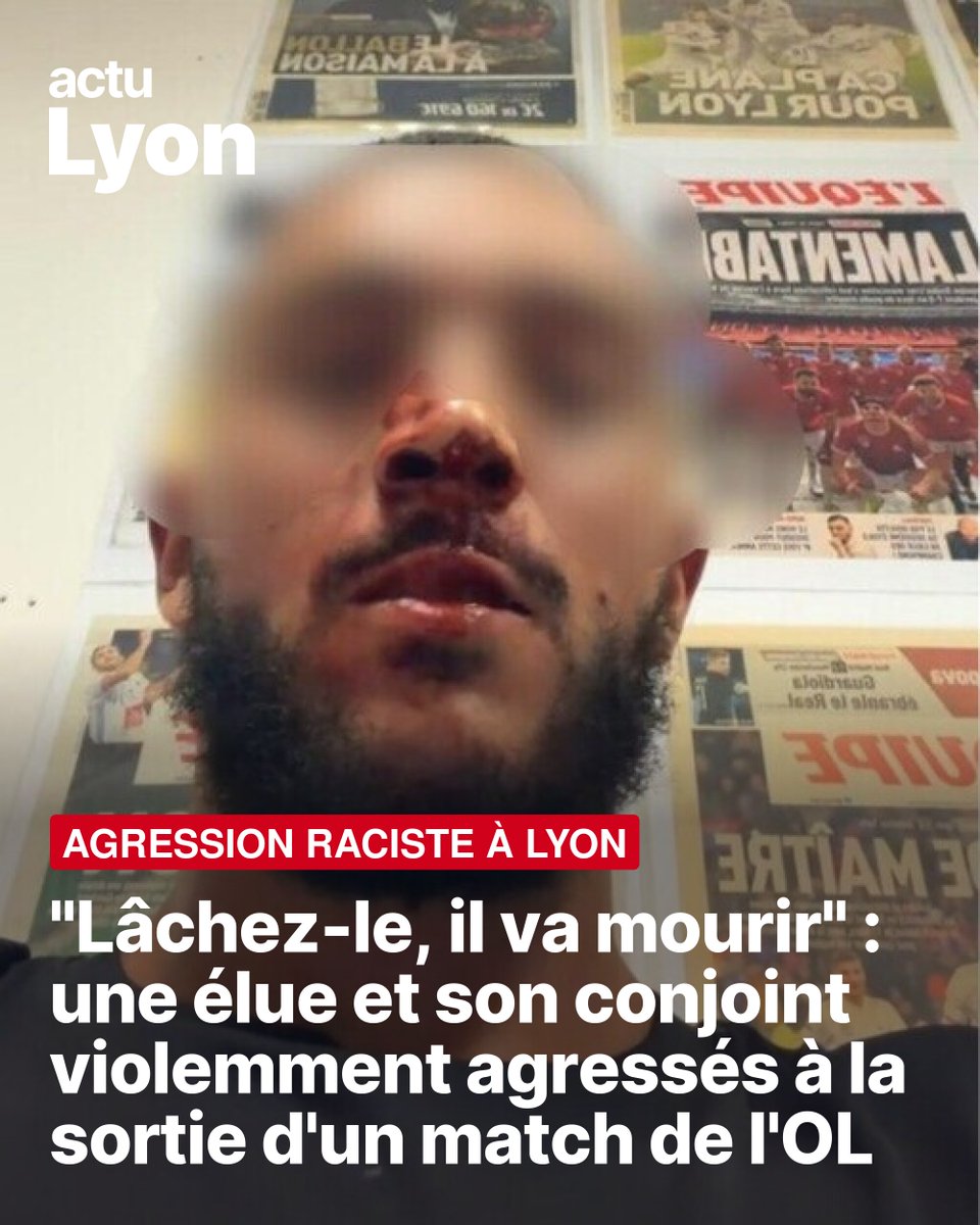 actufr_lyon's tweet photo. 🔴 Une élue de Rillieux-la-Pape et son conjoint ont été violemment agressés samedi 29 août à la sortie du match OL - Le Havre. Le motif raciste a été retenu pour l'enquête en cours.

"On a été lynchés sur la place publique devant des gens qui ricanaient. Si on n’était pas des ‘sales Arabes’ comme il l’a dit, peut-être que quelqu’un serait intervenu ou aurait appelé les secours." 
➡️ https://t.co/VJWMvoOiB0