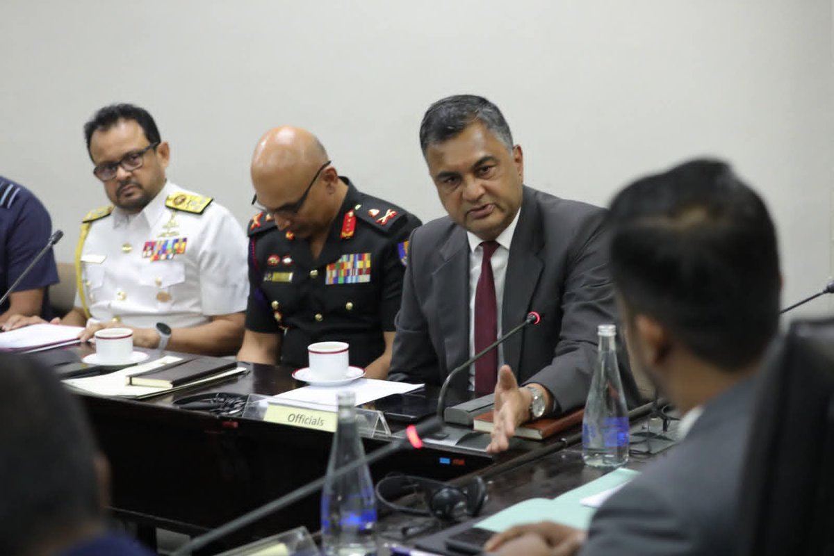 NajithIndika's tweet photo. The Sectoral Oversight Committee on Governance, Justice and Civil Protection has approved the Chief of Defence Staff (Repeal) Bill. The meeting was attended by the Defence Secretary and the Commanders of the three Armed Forces.

The Bill seeks to repeal the 2009 Act, as coordination of the three Armed Forces is now handled by the Ministry of Defence amid ongoing restructuring. It is scheduled for Second Reading in Parliament on 9 September.