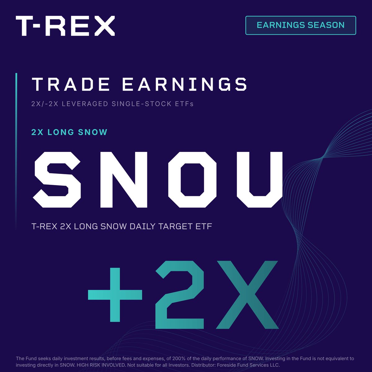 REXShares's tweet photo. $SNOW reports earnings after the bell today:

FQ2 Adjusted EPS: $0.45 est., up from $0.35 YoY
FQ2 Revenue: $1.48B est., up from $1.14B YoY

$SNOU offers 2X daily long exposure to $SNOW, from the T-REX Daily Target ETF lineup.

Fund details:
https://t.co/iplkprfJ9g https://t.co/KOOGk2tjPM