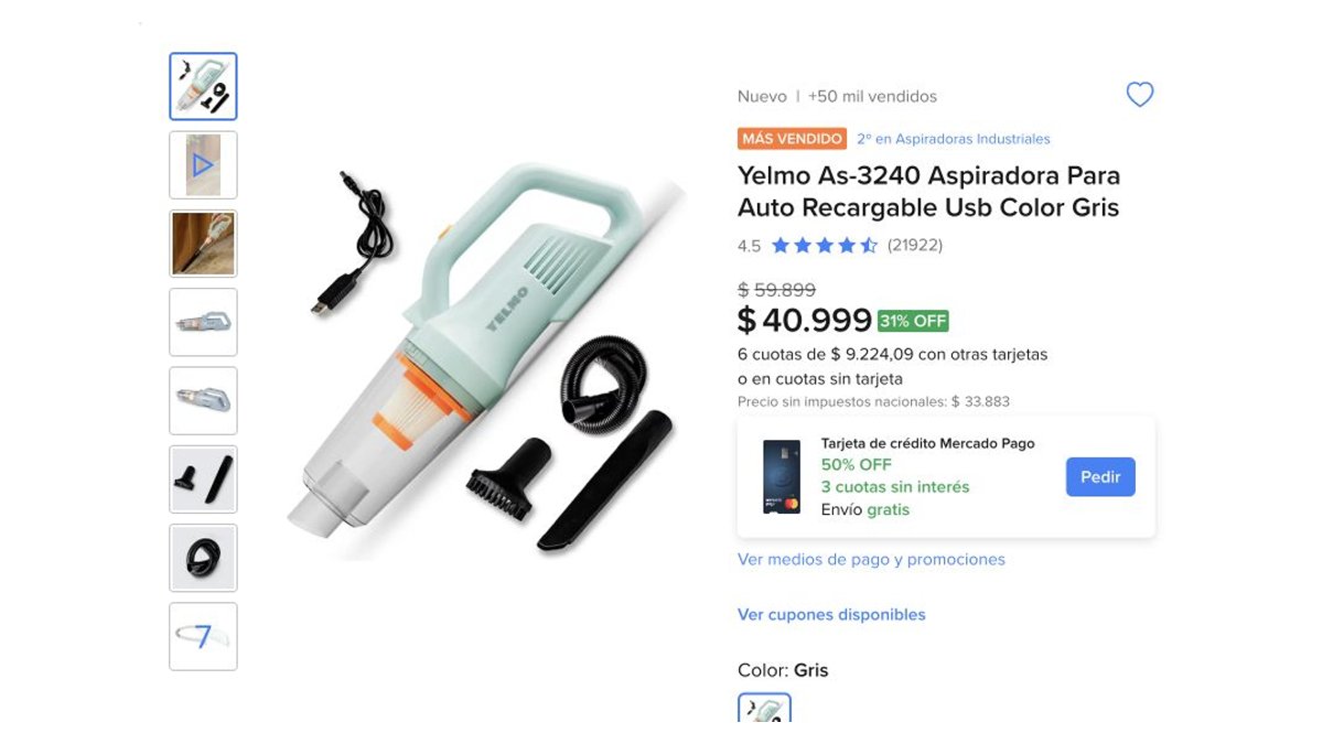 OfertaDestacada's tweet photo. Aspiradora Yelmo para el auto con 31% OFF 🚗
ANTES: $59.899 - AHORA: $40.999! 6 cuotas de $9.224

https://t.co/G6tOMFG2yG

Tiene luz para limpiar debajo de los asientos, se carga por USB y no usa bolsa. https://t.co/66kFgxPqOw