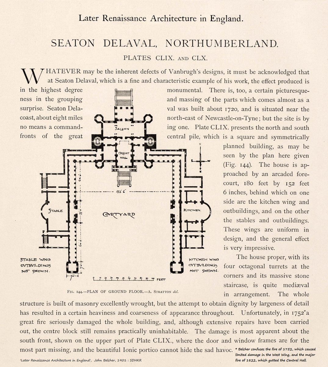 Novocastria2020's tweet photo. Due to status as one of masterpieces of English Baroque architecture, the last country house designed by Sir John Vanbrugh, Seaton Delaval Hall was featured in 'Later Renaissance Architecture in England' 1901, a seminal publication by architects John Belcher &amp; Mervyn Macartney... https://t.co/KF60mTCgOo
