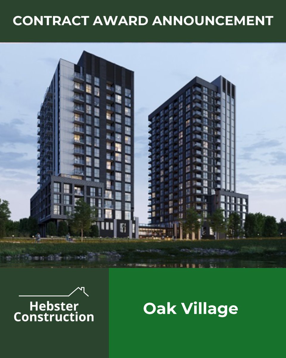 HebsterConstrn's tweet photo. Hebster Construction is pleased to announce that we have been awarded the civil contract for The Oak Village Condo Development.
 The project includes roadworks and landscape restoration and is located at 3071 Trafalgar Road, in Oakville. https://t.co/gag2H1ngB2