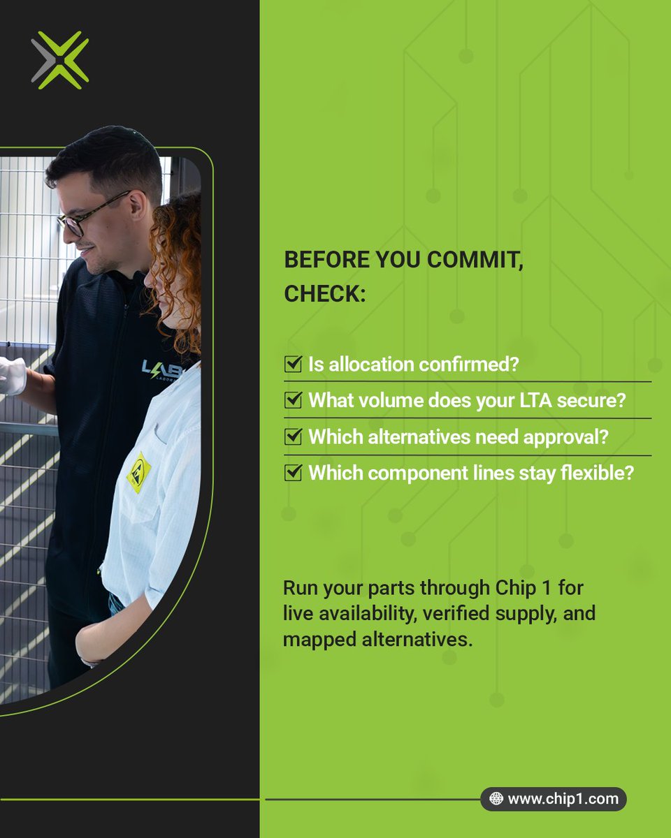 chip1exchange's tweet photo. How much of your 2027 requirement is truly reserved?

Check what’s secured, what still needs approval, and where flexibility remains.

Chip 1 shows what’s actually available and where attention is needed first.

#Chip1 #ProcurementSignals #ComponentSourcing https://t.co/HyPVMgO1YJ