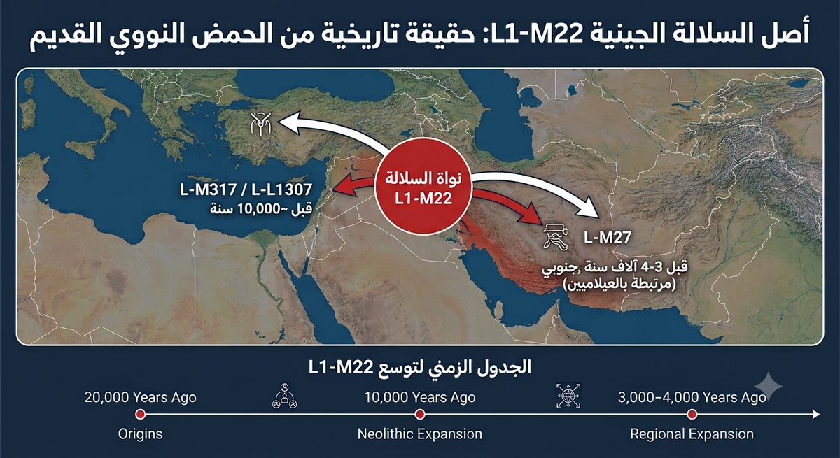 iip00000000's tweet photo. تفنيد خرافة أصل السلالة الجينية L من الهند بالدليل الجيني القديم :

حسمت دراسة جينية مرجعية (Pathak et al. 2024) الجدل حول نشأة السلالة L1-M22، مؤكدة بالتحليل الإحصائي (Bayesian) أن تفرعاتها المبكرة نشأت في الشرق الأوسط منذ نحو 20 ألف سنة، وليست ذات أصل هندي كما يُروج. https://t.co/Gu7iIzpFOa