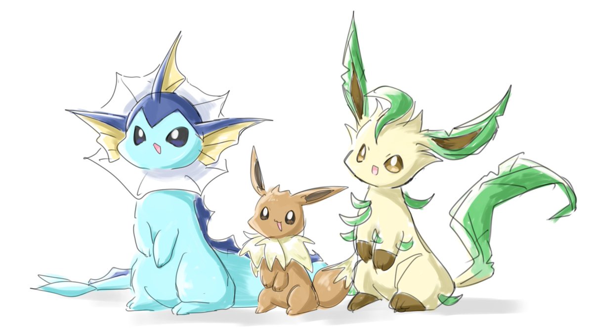 vaporeon04's tweet photo. しゃわぶいりふぃ
りふぃ描くのムズカシイ🥺 https://t.co/ggcsdRWmXN