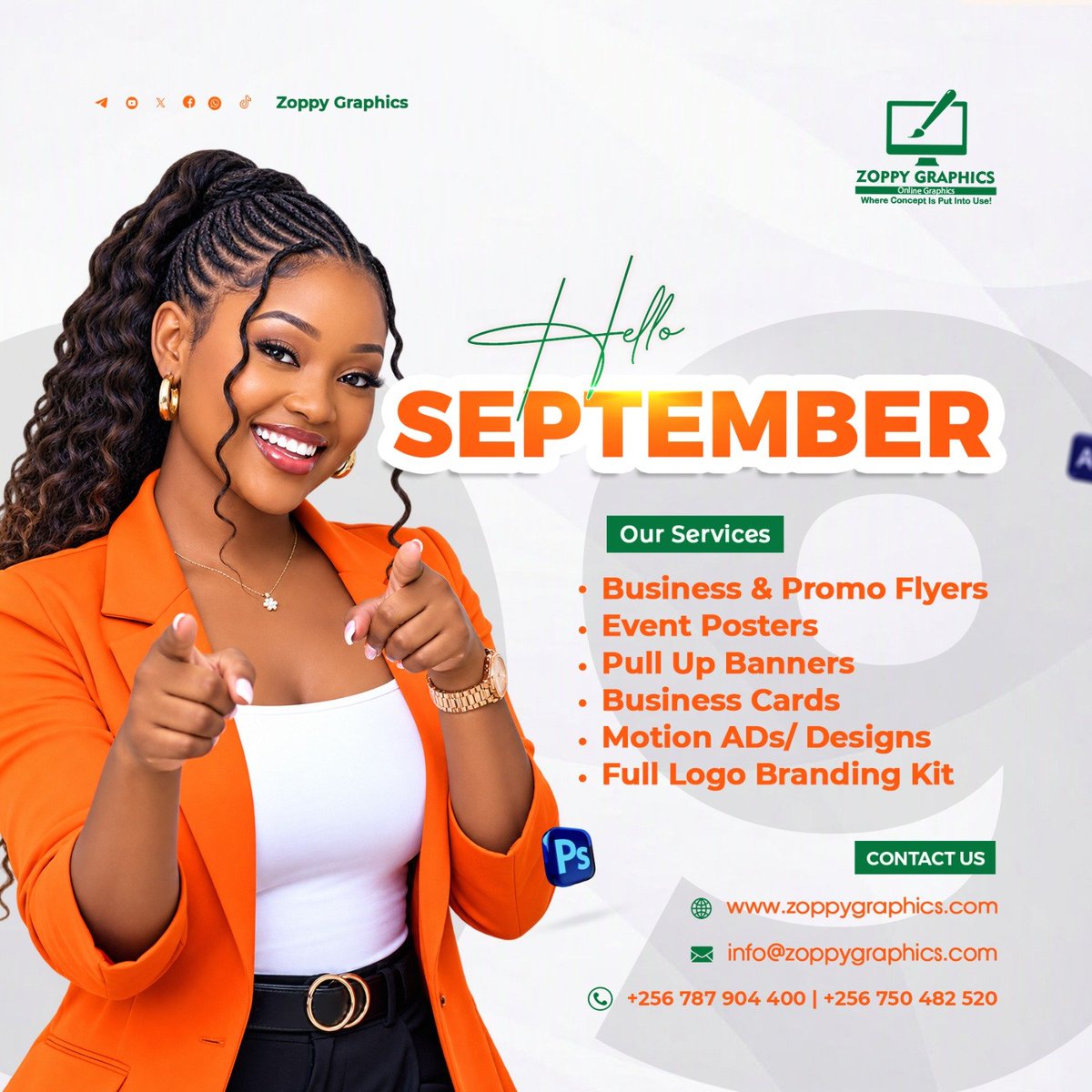 zoppykennedy's tweet photo. Hello September,
Print, Design, Brand with Us this Month! 😊
https://t.co/cgTY5yMGwj
@ZoppyGraphics https://t.co/UMJx1egG3T