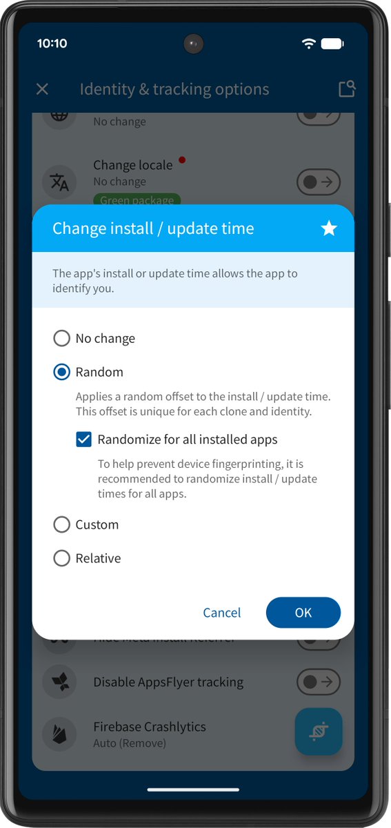 AppCloner's tweet photo. App Cloner 4.0 significantly improves Change install / update time with full randomization and anti-fingerprinting support for all installed apps. Stronger privacy, more realistic app metadata and better identity separation. #AppCloner