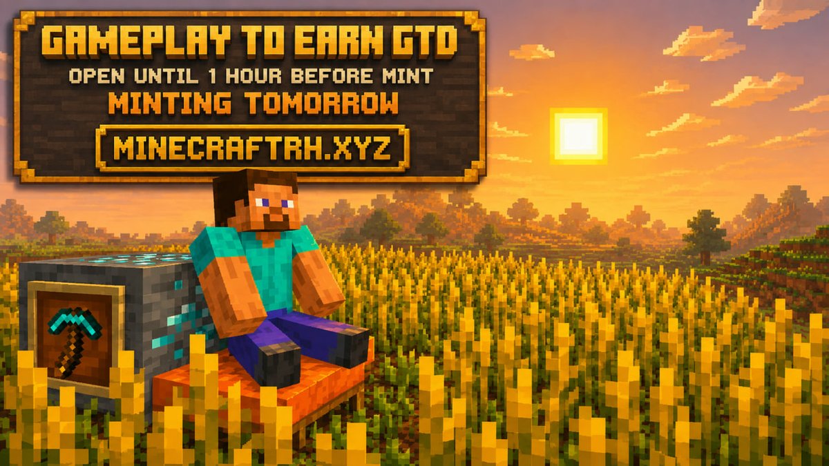 MinecraftRhNft's tweet photo. Opportunity is still available up to 1 hour before minting!

You can play the game on the website below and the prize when you complete the game is GTD
https://t.co/HNoQiCBBYn