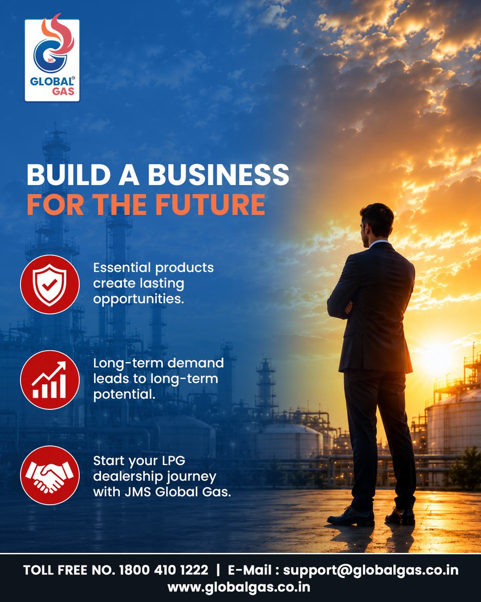 JMSglobalgas's tweet photo. LPG demand remains strong because it powers essential businesses and everyday operations. 
Start your LPG dealership journey with JMS Global Gas.

📞 Contact: 18004101222
🌐 Website: https://t.co/34CC0d2vmI
📧 Email: support@globalgas.co.in https://t.co/l1YiLaVl2z
