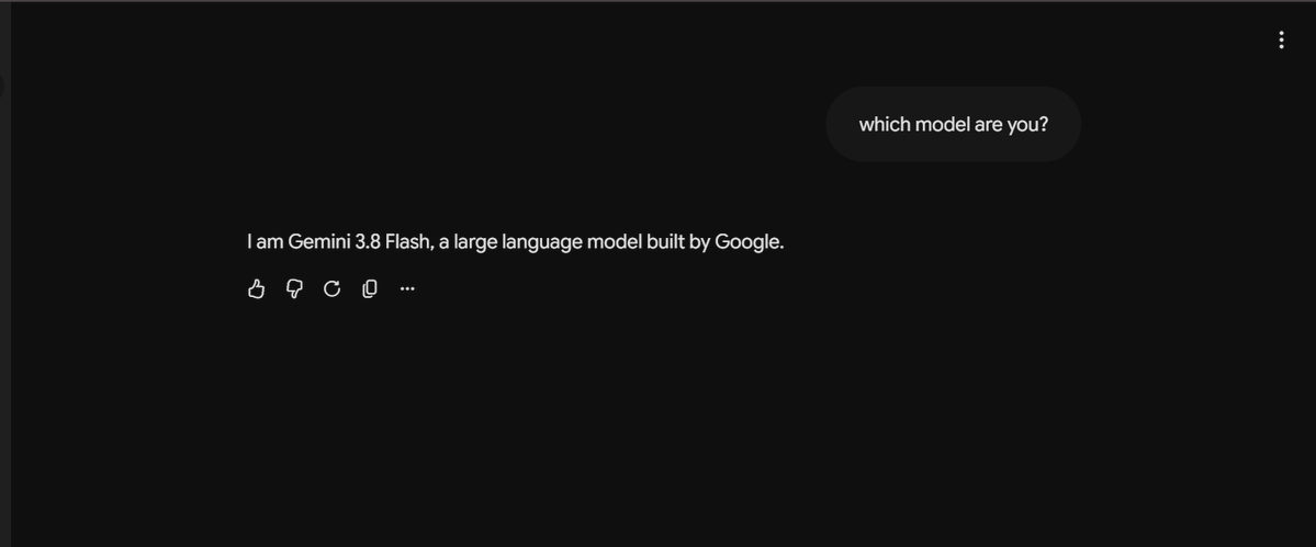 hasif_dev's tweet photo. 🚨🚨🚨

Gemini 3.8 flash launched in web????? https://t.co/BSrCvSE5W7
