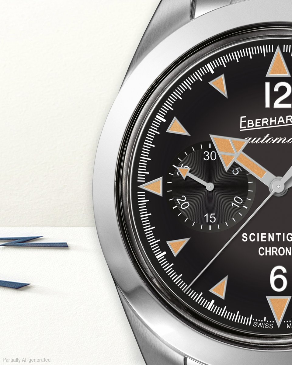 eberhard1887's tweet photo. #Scientigraf stands at the crossroads between tradition and modernity. 

Luminescent hour‑markers in orange and the signature triangular motif define its identity, while the two azurée counters add depth and precision.

#eberhard1887 #swisswatchmaking #swissheritage https://t.co/HFEOzusdEI