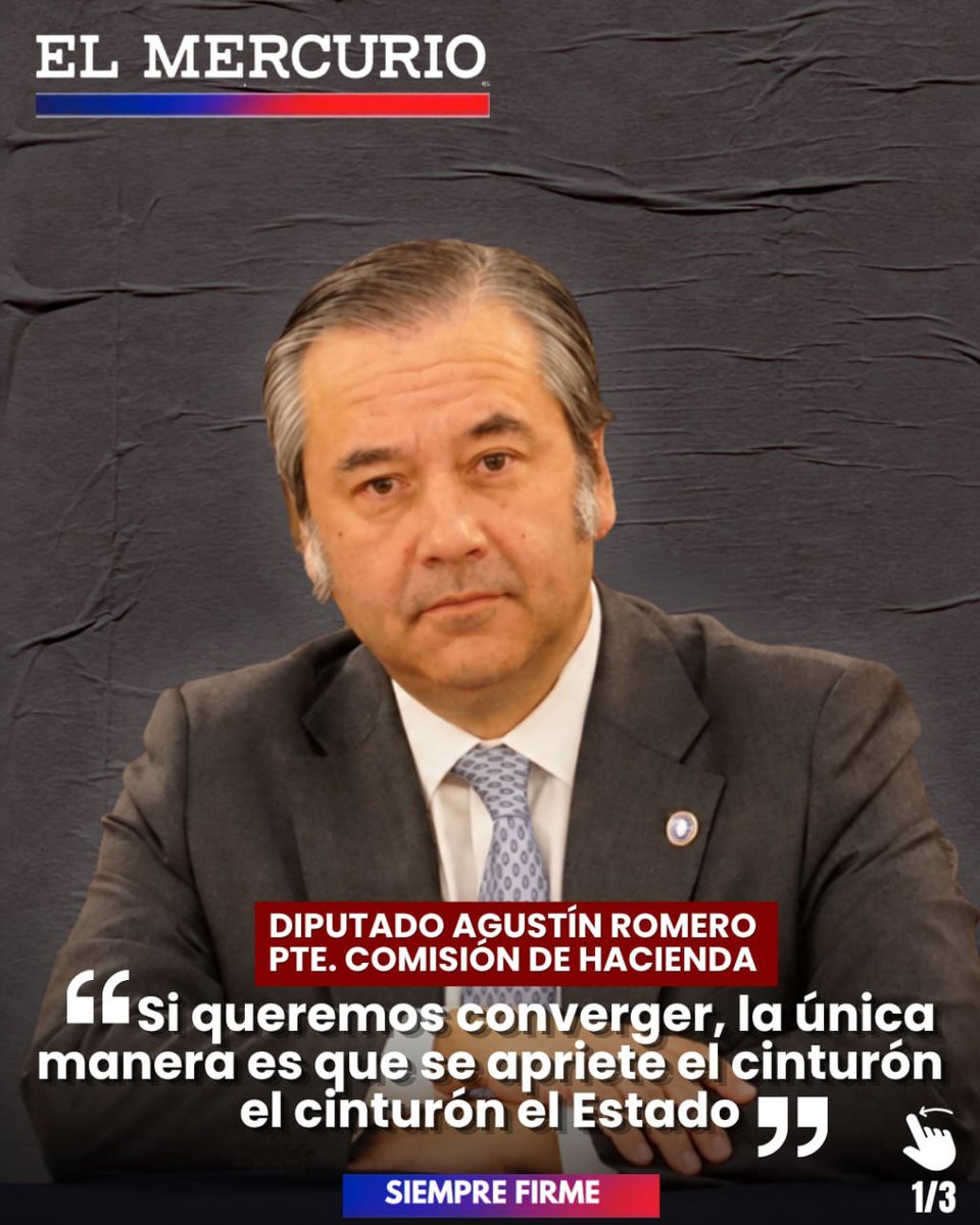 agustinromerole's tweet photo. El Estado no puede seguir gastando como si los recursos fueran infinitos. Si queremos ordenar las cuentas y volver a crecer, hay que apretarse el cinturón de verdad. Sobre esto conversé y fui claro. Los invito a leer lo que publicó La Tercera. #RomeroenelCongreso
#RomeroSiempreFirme