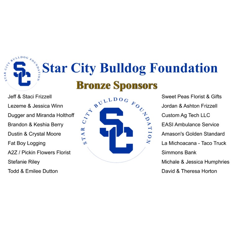StarCitySchools's tweet photo. A big thank you to all of our 🤎 Bronze Sponsors for supporting the Star City School District as member of the Star City Bulldog Foundation! 🐾 

We appreciate your continued investment in our Bulldogs! #BeTheBest https://t.co/Uw80D48dYZ