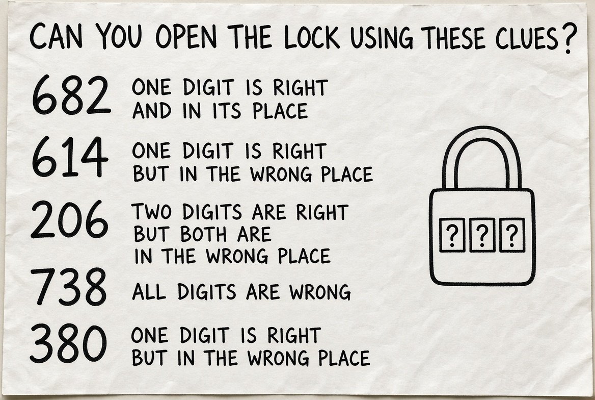 Anni_24_'s tweet photo. Can you crack the code? 🔐 5 clues, 3 digits, no repeats! Comment your
guess before you check! #Clues #Digits #Code https://t.co/HhhAhS6Q8J