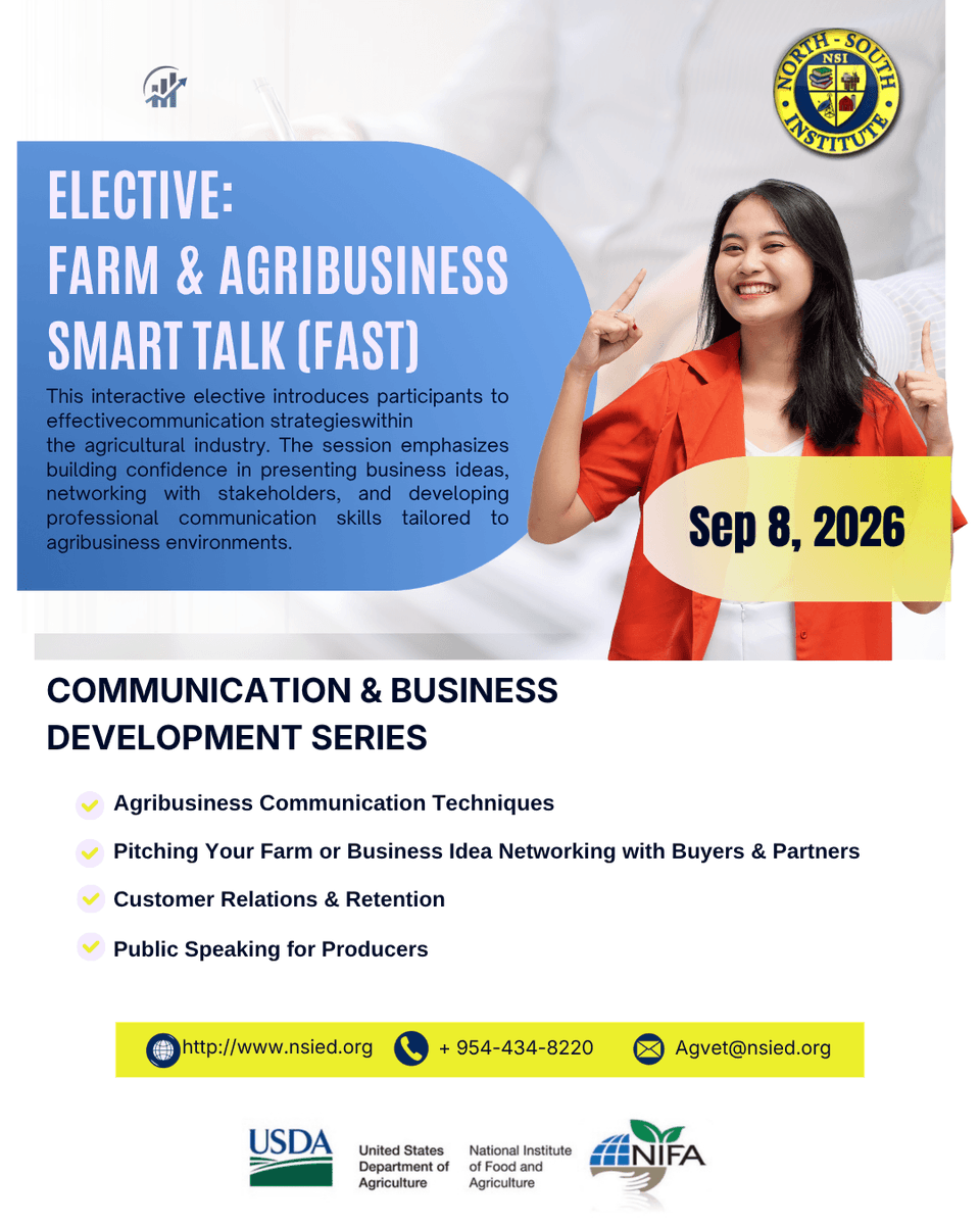 nsiceed's tweet photo. Save the Date!

 September 8 — Elective Farm &amp; Agribusiness Smart Talk

September 9 — Noon-Time Zoom Seminar

Interested in learning more? 
Call 954-434-8220 to register!

We hope to see you there! https://t.co/8C3ZPloz03