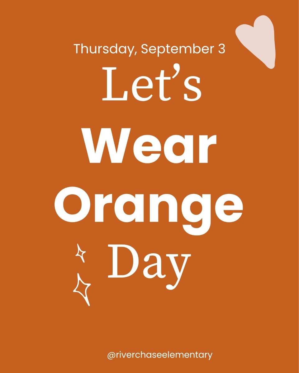 TeamRiverchase's tweet photo. School wide wear orange day is tomorrow! Let's see those orange hues! 🐾🔥🏀 https://t.co/1ztxkOKYn8