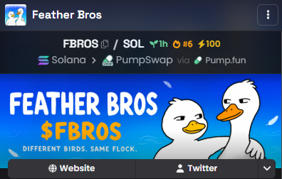 fbros_sol's tweet photo. $FBROS is #6 trending on Dexscreener 🚀

https://t.co/v3gkiDAoeb

#BROS #FBROS #trend https://t.co/NlKcq4HsJm