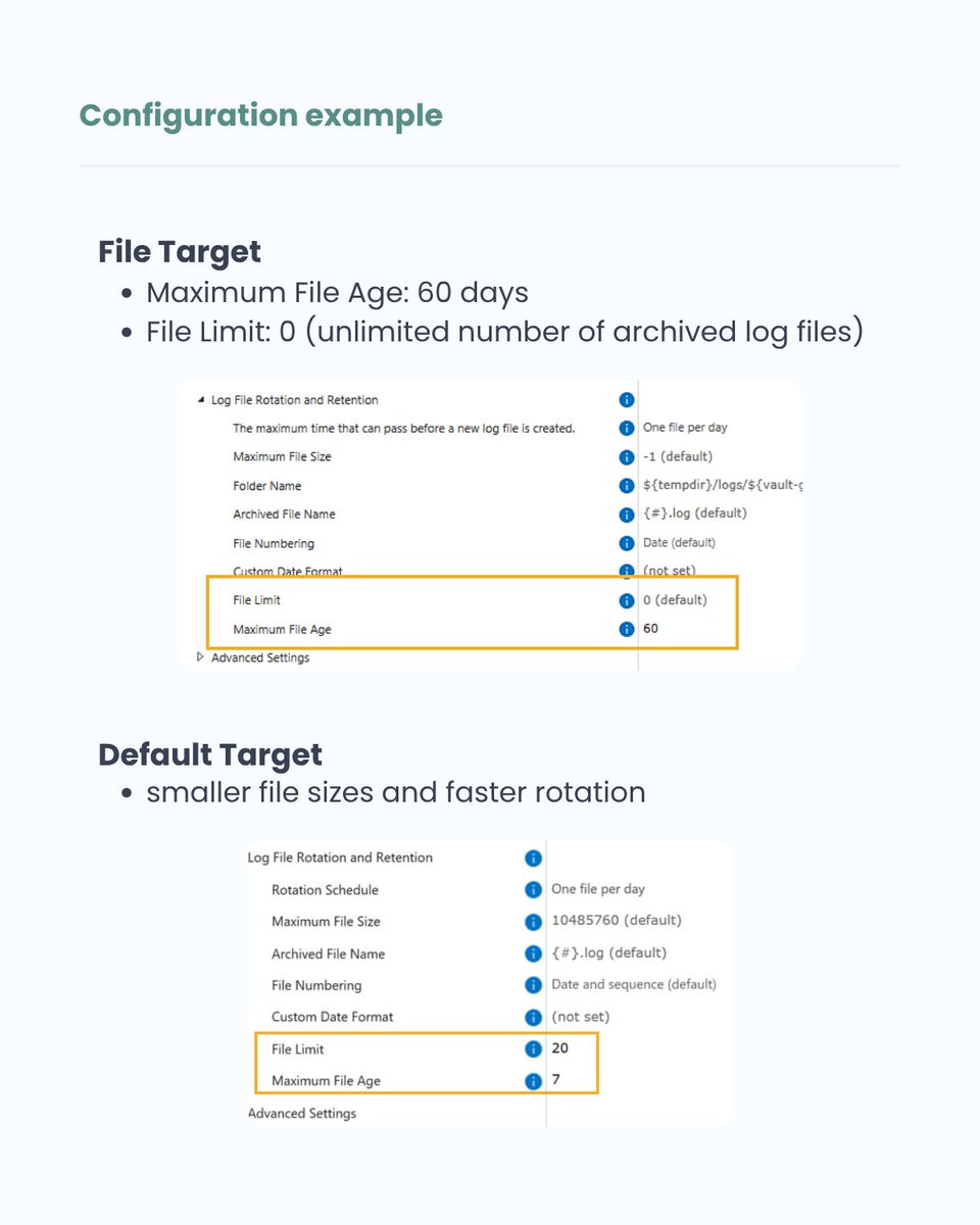 unitflyaddons's tweet photo. The Log File Rotation and Retention in #ExtensionKitCore help you keep log access fast without losing the history needed for troubleshooting.

Swipe through to see the example. 👇🏼 

Subscribe for weekly tips: https://t.co/bBiCNDudHH
Find more useful tips: https://t.co/yrC52MSQyA https://t.co/voQvQHubGO
