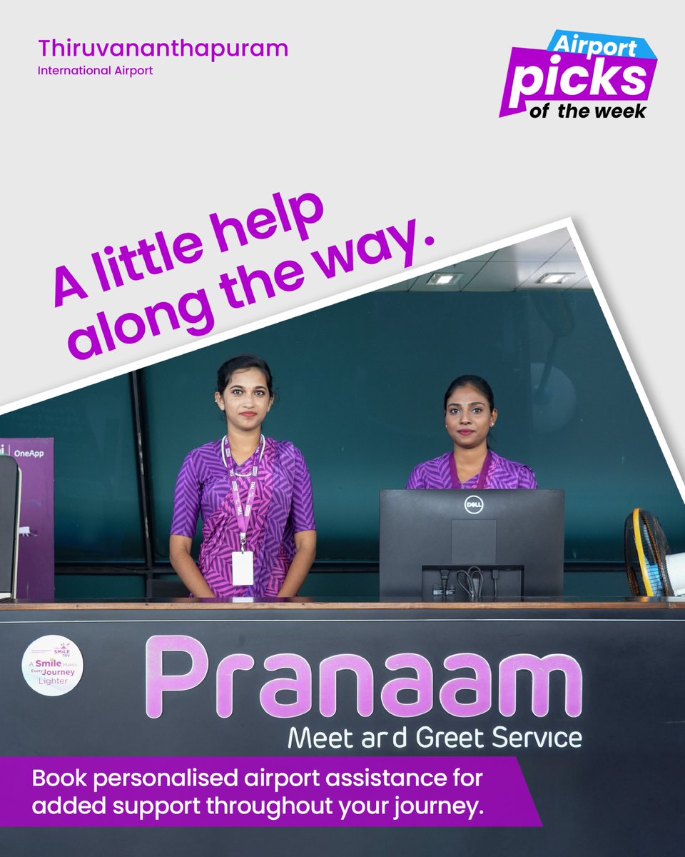 TRV_Airport_Off's tweet photo. A little help. A little ease. A better airport experience.

This week’s #AirportPicks brings together services at #ThiruvananthapuramAirport that make moving through #TRV feel simpler and more comfortable.

#PassengerExperience #AirportServices https://t.co/fYejPzJkl6