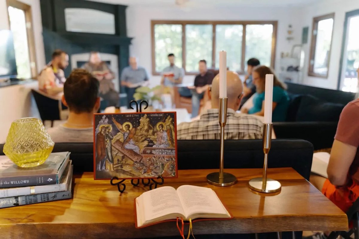 MattMBarrett's tweet photo. The glory of God is man fully alive; moreover, man’s life is the vision of God. -St. Irenaeus

The 2027 Prospectus for @TheAnselmHouse is out! And the St Irenaeus quote is a clue to the 2027 theme. Now accepting applications. https://t.co/aTw8ec102L

We follow a *rule of life.* We meet in my home for evening prayer, meals for friendship and virtue formation, and Socratic dialogue over classical texts. Fellows gather for morning prayer and Holy Eucharist at St Aidan’s Anglican Church in Kansas City throughout the week and Sunday worship. To see pictures of our Anselm Fellows in action, go to https://t.co/re1zfnHe0H

In 2027, Anselm Fellows will turn their attention to the mystery of the cosmos,
contemplating the supreme generosity of God in creation. Both in history and
today, the goodness of creation has been questioned, so we will sit at the feet of
St. Irenaeus as he answers the Gnostics. We will then be prepared to consider
Athanasius’s emphasis on the redemption of our humanity by means of our
Lord’s incarnation, as well as Anselm’s insight into the satisfaction made by
Christ on the cross. But to pursue the fullness of the created order, we will also explore the angelic realm with none other than the Angelic Doctor himself, which will help us lean in all the more to those moving words in the Eucharistic liturgy, “Therefore we praise you, joining our voices with Angels and Archangels and with all the company of heaven...”

When we return from summer, we will extend our Lord’s redemption of creation to his real presence in Holy Eucharist. E. L. Mascall will help us recover the biblical concept of sacrifice, and we will ask how it should and should not be used in the Eucharist as we pay close attention to the fullness of Christ’s work, from his birth to his ascension and intercession. To that end, we will retrieve the voices of the Fathers as well as the Anglican Divines. Closely related, Mascall and Augustine alike will show us what it means to be united as a church around the sacraments, and we will look at the test case of the Donatists and ask what conclusions we should draw for the church today.

Finally, with the 2027 focus on the goodness of God in creation, we will turn our attention to the controversy over images, learning both from the Seventh Ecumenical Council as well as John of Damascus’s apologetic for images on the basis of our Lord’s incarnation. As Anglicans, we will ask why God made us with senses and why these senses matter to worship.

You do not have to be a seminary student to be a Fellow, but for those who desire a degree, you can receive course credit for your time in Anselm House towards a degree @TASeminary.

We only accept a limited number of Fellows. Apply today.