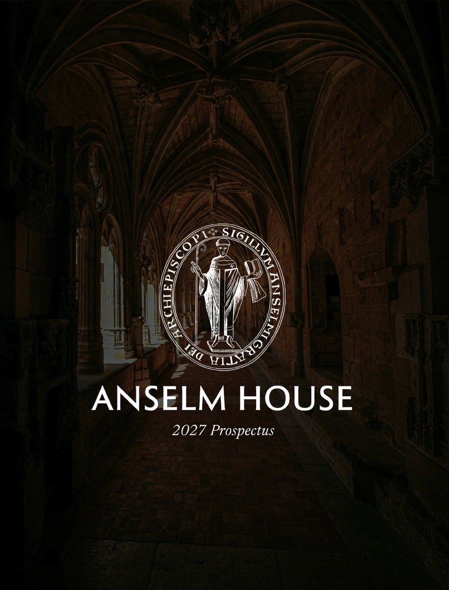 MattMBarrett's tweet photo. The glory of God is man fully alive; moreover, man’s life is the vision of God. -St. Irenaeus

The 2027 Prospectus for @TheAnselmHouse is out! And the St Irenaeus quote is a clue to the 2027 theme. Now accepting applications. https://t.co/aTw8ec102L

We follow a *rule of life.* We meet in my home for evening prayer, meals for friendship and virtue formation, and Socratic dialogue over classical texts. Fellows gather for morning prayer and Holy Eucharist at St Aidan’s Anglican Church in Kansas City throughout the week and Sunday worship. To see pictures of our Anselm Fellows in action, go to https://t.co/re1zfnHe0H

In 2027, Anselm Fellows will turn their attention to the mystery of the cosmos,
contemplating the supreme generosity of God in creation. Both in history and
today, the goodness of creation has been questioned, so we will sit at the feet of
St. Irenaeus as he answers the Gnostics. We will then be prepared to consider
Athanasius’s emphasis on the redemption of our humanity by means of our
Lord’s incarnation, as well as Anselm’s insight into the satisfaction made by
Christ on the cross. But to pursue the fullness of the created order, we will also explore the angelic realm with none other than the Angelic Doctor himself, which will help us lean in all the more to those moving words in the Eucharistic liturgy, “Therefore we praise you, joining our voices with Angels and Archangels and with all the company of heaven...”

When we return from summer, we will extend our Lord’s redemption of creation to his real presence in Holy Eucharist. E. L. Mascall will help us recover the biblical concept of sacrifice, and we will ask how it should and should not be used in the Eucharist as we pay close attention to the fullness of Christ’s work, from his birth to his ascension and intercession. To that end, we will retrieve the voices of the Fathers as well as the Anglican Divines. Closely related, Mascall and Augustine alike will show us what it means to be united as a church around the sacraments, and we will look at the test case of the Donatists and ask what conclusions we should draw for the church today.

Finally, with the 2027 focus on the goodness of God in creation, we will turn our attention to the controversy over images, learning both from the Seventh Ecumenical Council as well as John of Damascus’s apologetic for images on the basis of our Lord’s incarnation. As Anglicans, we will ask why God made us with senses and why these senses matter to worship.

You do not have to be a seminary student to be a Fellow, but for those who desire a degree, you can receive course credit for your time in Anselm House towards a degree @TASeminary.

We only accept a limited number of Fellows. Apply today.