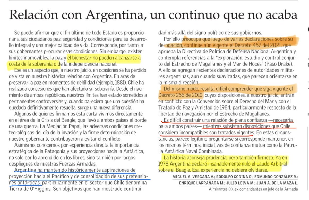 v8_falcon's tweet photo. No recuerdo 1 carta asi de dura de ex Cdtes en Jefe de 1 rama de las FFAA en contra de 1 vecino. Es sabido q las FFAA hablan a través de sus exCJ R y, de acuerdo al tenor de lo q acá expresan estos altos mandos (R) de la Armada,la situación ya colmó la paciencia de la Armada de🇨🇱 https://t.co/JVPNdyrIQx