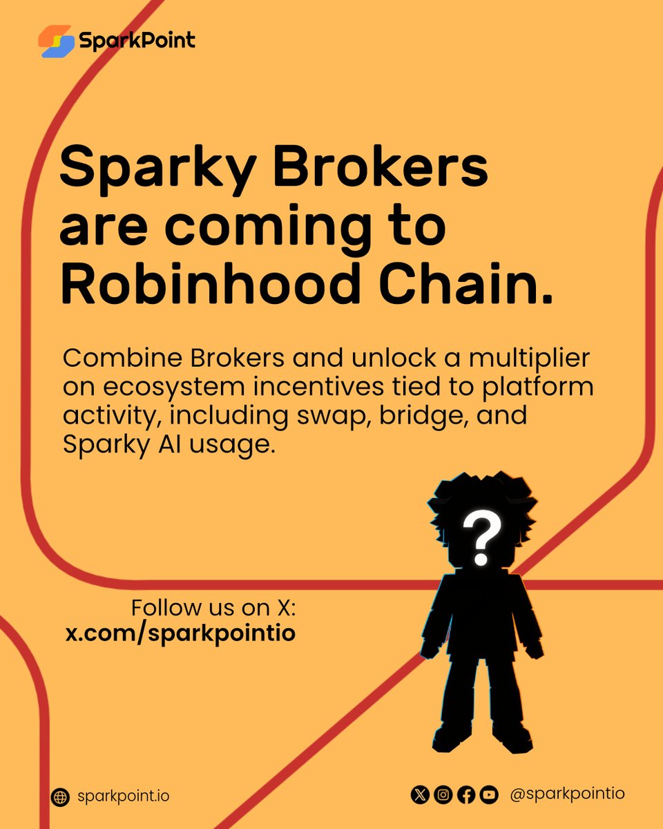 sparkpointio's tweet photo. Sparky Brokers are coming to @RobinhoodCrypto.

Burn $SRK to activate, fuse two for a bigger multiplier. 

Utility NFTs, not securities. Mint details soon. https://t.co/j8oEz8woJM