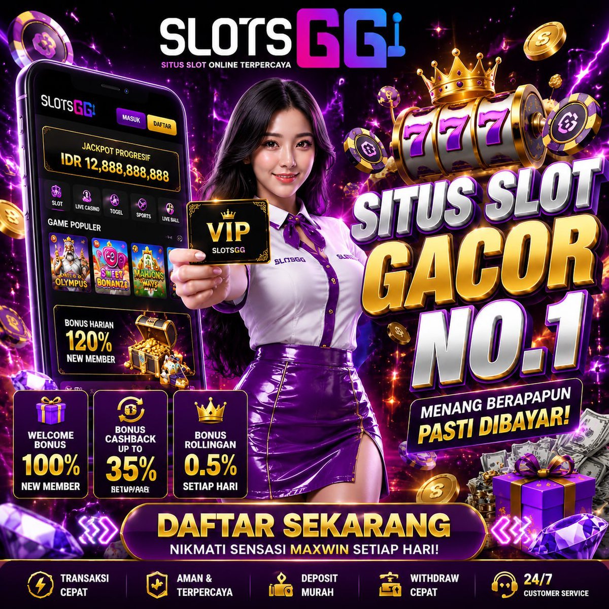 SlotsggHoki's tweet photo. 🔥 SLOTSGG — SITUS SLOT GACOR NO.1! 🔥

💜 Saatnya rasakan sensasi bermain dengan tampilan premium &amp; bonus menarik!
🎁 WELCOME BONUS 100%
💰 BONUS CASHBACK UP TO 35%
👑 BONUS ROLLINGAN 0,5% SETIAP HARI

Link Main:  https://t.co/w7dP7OOrO5 https://t.co/GCW3kNIVJj