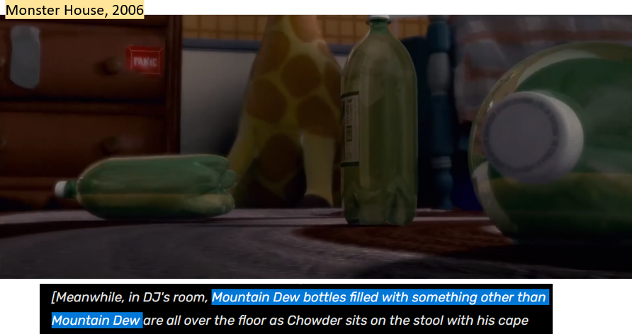 SylvainTristanX's tweet photo. #MonsterHouse (2006), partie 2/2. Le film fait clairement allusion à l'arme à énergie dirigée (#DEW) employée pour détruire les #TwinTowers le 11 septembre 2001. Deux énormes allusions à Mountain DEW, puis la maison devient un trou fumant dans le sol ! Le #symbolisme habituel... https://t.co/l8NVrE3jEH