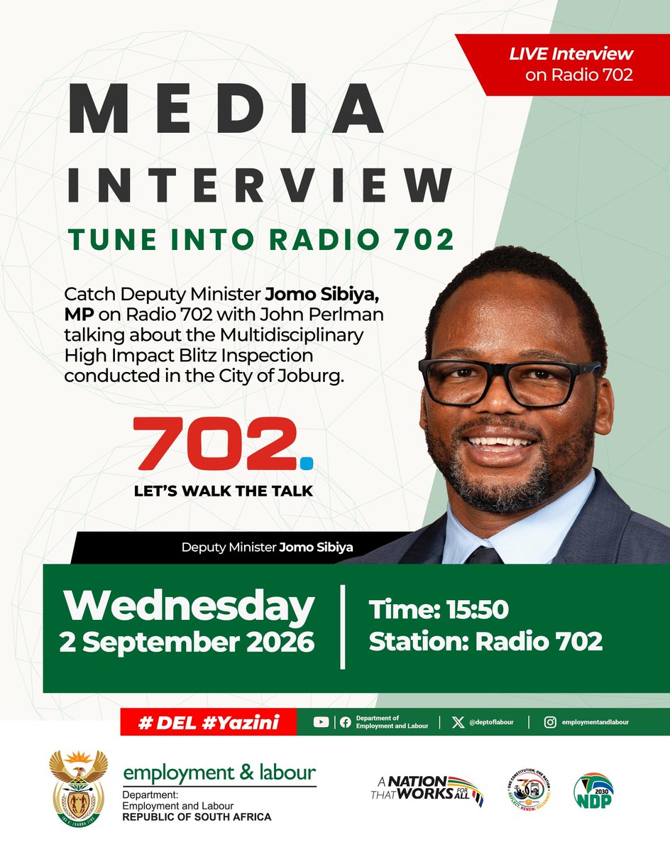 DmJomo's tweet photo. Catch us on @Radio702 with John Perlman. 

@GovernmentZA
#Yazini #GovtUpdateZA https://t.co/bltCVKb7ax