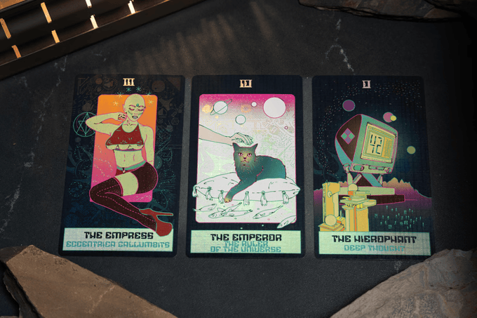 HHGGLive's tweet photo. The final week is here. 🚀
Don’t Panic Tarot has smashed through its stretch goals - and exclusive online Tarot readings are now unlocked. 🔮
There’s still time to join the campaign.
https://t.co/jwylDcJF8U
#HitchhikersGuide #DouglasAdams #DontPanic #HHGG #Tarot #Kickstarter https://t.co/ErpBARncZL