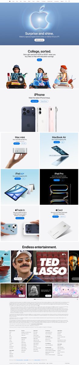 ChanceHMiller's tweet photo. The Apple․com homepage when Tim Cook became CEO on August 24, 2011 vs when John Ternus became CEO on September 1, 2026: https://t.co/fx6rY4ko6M