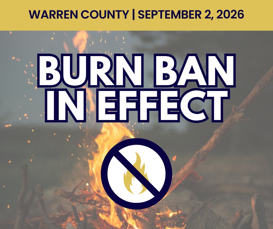 WarrenCountyGov's tweet photo. September 2, 2026 | Open Burning Ban

Due to excessive dryness, lack of measurable precipitation, and current fire hazard conditions, Judge Executive Doug Gorman has hereby issued a NO OUTSIDE BURN ORDER effective immediately.

Full text of the order can be read below. https://t.co/8Bv3totlLE