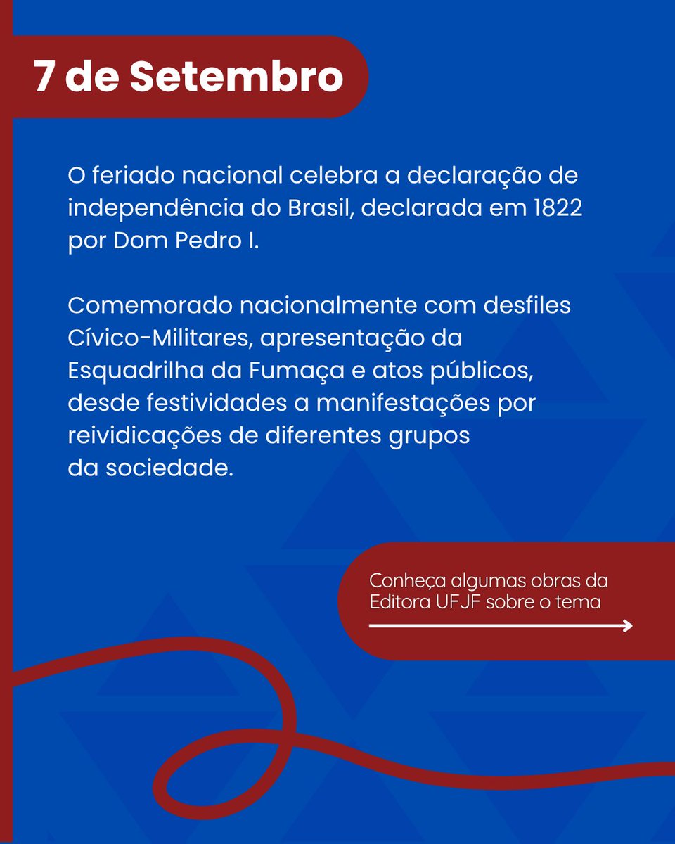 editora_ufjf's tweet photo. Para celebrar nossa independência é necessário conhecer nossa história.
Conheçam algumas obras da Editora UFJF sobre o tema, todas disponíveis para download gratuito em nosso site: https://t.co/9jxmVuwOWP
#7DeSetembro #IndependênciadoBrasil  #Editoraufjf  #indicaçãodelivros https://t.co/nCPajjTyaG