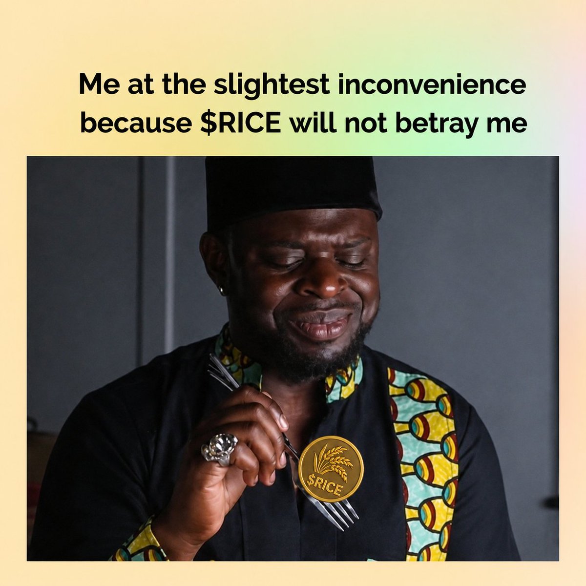 Shocialite's tweet photo. "Why are you so peaceful when everything is going wary"

Me with $RICE Everytime and anywhere https://t.co/jqlImlxKtY