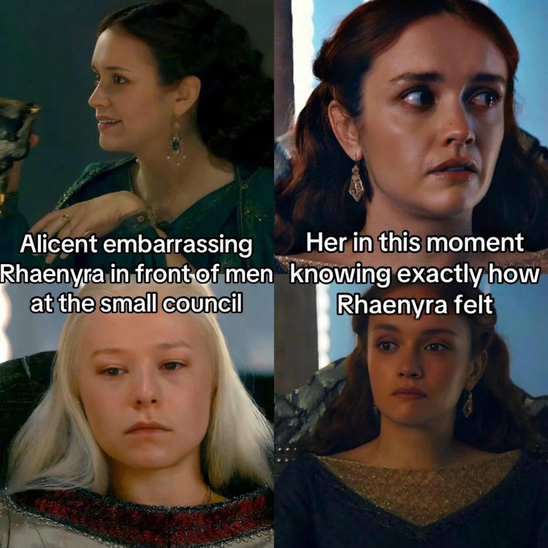 RhaenyraTruther's tweet photo. Alicent helped uphold a system where Rhaenyra's authority as a woman could constantly be undermined only for that same patriarchal system to eventually make Alicent disposable once the men of her own faction no longer needed her. https://t.co/cV5Z3ky2CJ