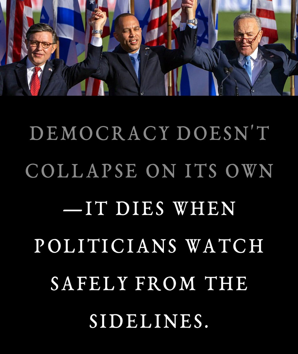 Coste1Costello's tweet photo. Jeffries and Schumer refuse to fight. That's not leadership. Raise your 🖐️ if you demand new leadership. https://t.co/P0NHPkNPwt