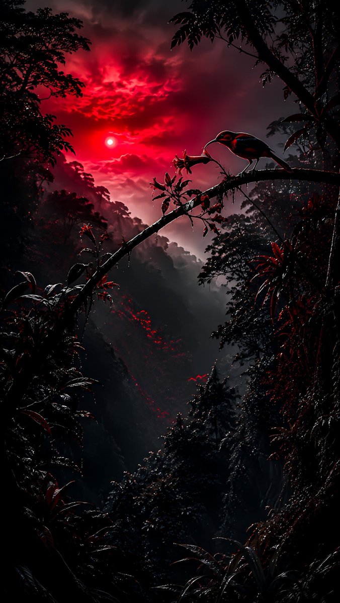 Ailord119's tweet photo. Under the blood moon, silence awakens. 🌑

Crimson moons, shadowed mountains, sleeping cities, and lonely forests drift through the same dark dream. Even beneath a solitary streetlight, the night feels alive with something unspoken.

Which part of this red night stays with you? https://t.co/mA3qISKzIM