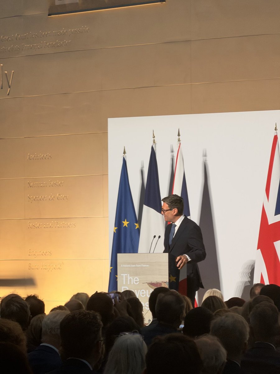 HackBlackburn's tweet photo. Andy Burnham has fun at Bayeux Tapestry launch

“Thank you for this elaborate, 70 metre reminder of one of Britain’s biggest defeats,” Burnham said to President Macron. “A tapestry that shows a leader emerging from a Northern Territory, travelling to the south of England in search of the crown. Clearly something that couldn’t happen today.”