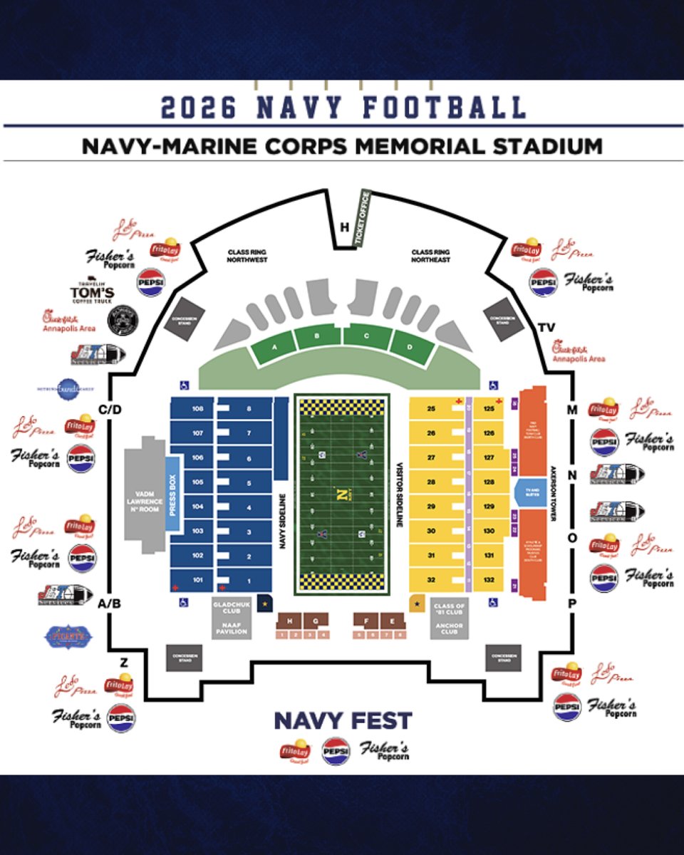 NavyAthletics's tweet photo. Game day eats, covered. 🌭🥤

Here’s what’s on the menu at Navy-Marine Corps Memorial Stadium!🏟️ https://t.co/LE25ymEzOt