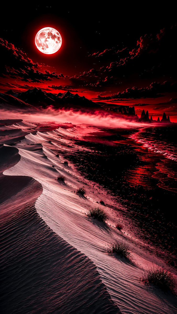 Ailord119's tweet photo. Under the blood moon, silence awakens. 🌑

Crimson moons, shadowed mountains, sleeping cities, and lonely forests drift through the same dark dream. Even beneath a solitary streetlight, the night feels alive with something unspoken.

Which part of this red night stays with you? https://t.co/g0BYPHn1IJ