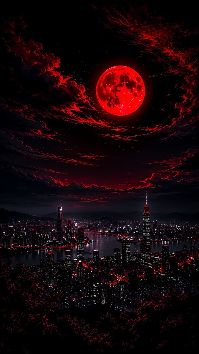 Ailord119's tweet photo. Under the blood moon, silence awakens. 🌑

Crimson moons, shadowed mountains, sleeping cities, and lonely forests drift through the same dark dream. Even beneath a solitary streetlight, the night feels alive with something unspoken.

Which part of this red night stays with you? https://t.co/g0BYPHn1IJ
