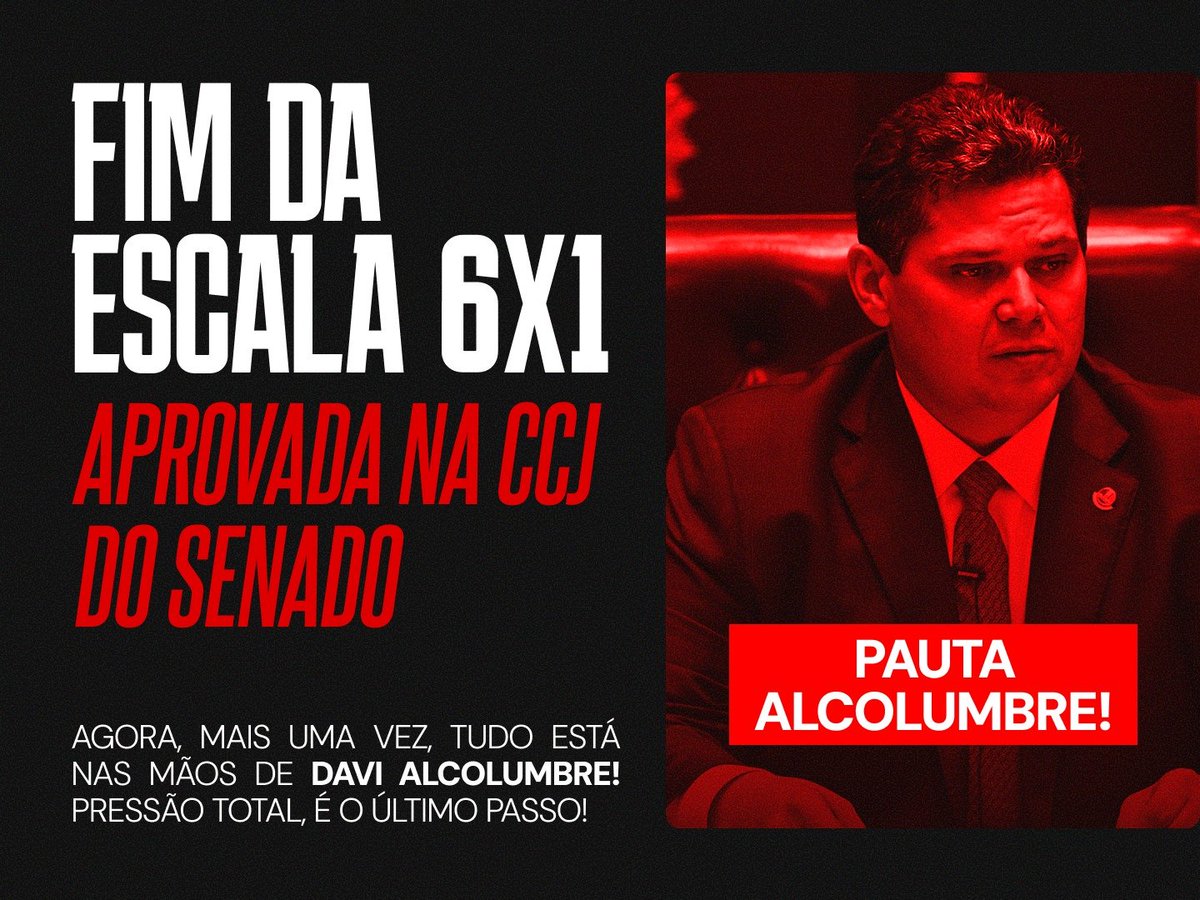 movimento_vat's tweet photo. 🚨APROVADO NA CCJ DO SENADO!
O fim da escala 6x1 acaba de ter seu texto ORIGINAL aprovado na CCJ por 27 a 4. 

AGORA É PRESSÃO TOTAL NO LOMBO DE ALCOLUMBRE. Este crápula quer adiar nosso direito ao descanso MAIS UMA VEZ! https://t.co/CX7zEvLQhx