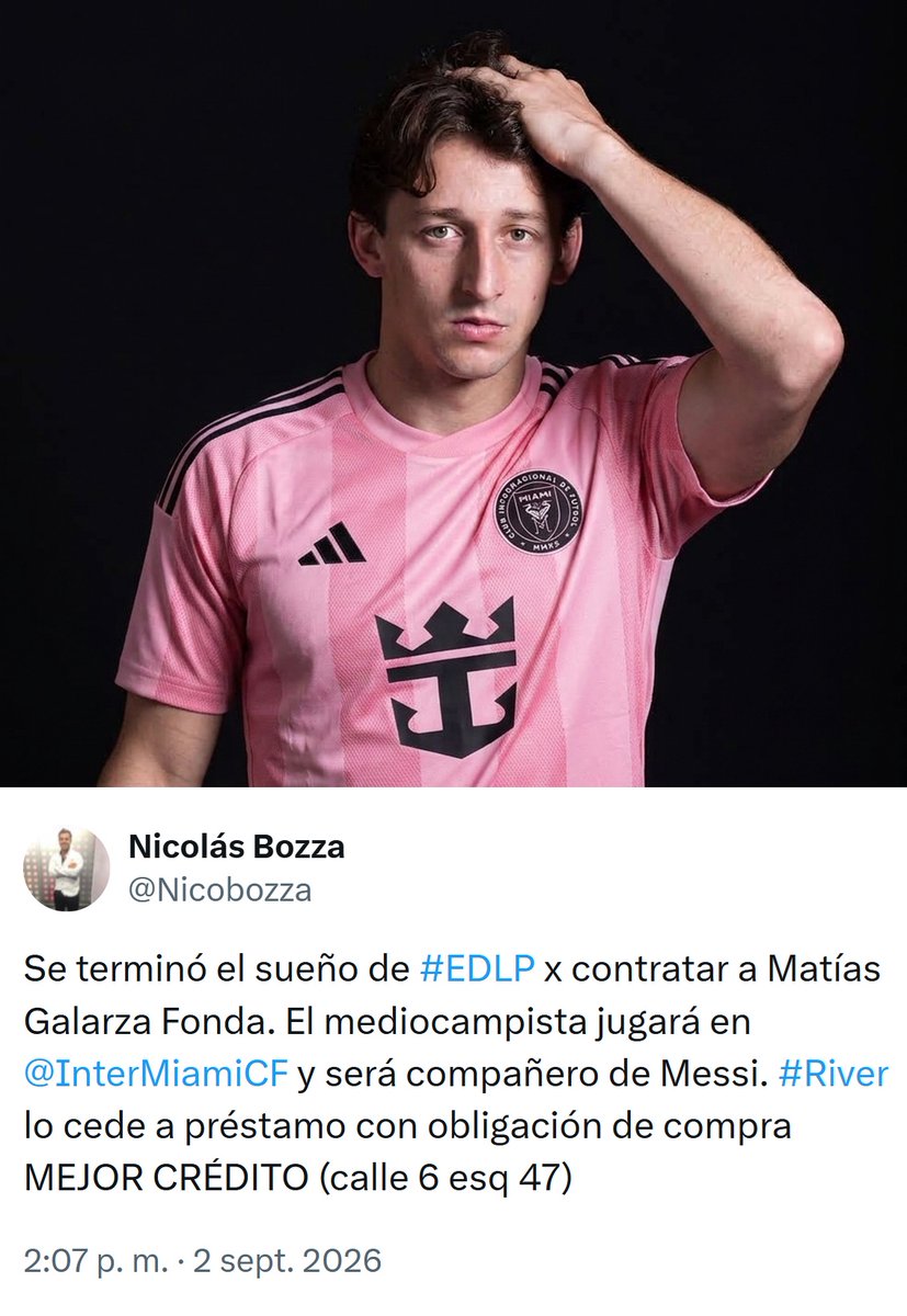 porquetendencia's tweet photo. "Matías Galarza Fonda":
Porque informan que será nuevo jugador de Inter Miami https://t.co/2vZ29fxVPB