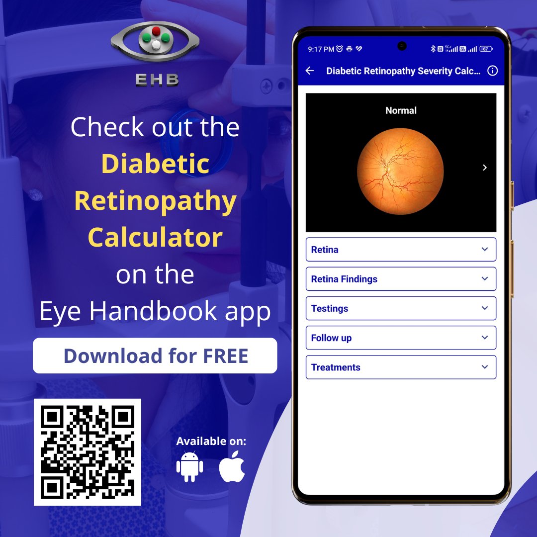 EyeHandbook's tweet photo. Diabetic Retinopathy Calculator | Free Eye Handbook App for Eye Care Professionals
Check ALT for more info.

#eyes #diabeticretinopathy #diabetes #ocular #eyecalculators #clinicalcalculators #oftalmologia #eyesight #ophthalmology #optometry #ophthalmologyresidents #eyedoctor https://t.co/mvoJpjxCAu