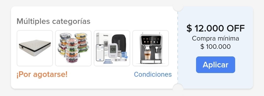 SoloPrecioApp's tweet photo. Sigue activo este cupon!!! 🥳

Aprovechen si querían hacer una compra asi 

$12.000 OFF en $100.000  

Codigo acá en el enlace 👇 

https://t.co/Hn0PlYjrOp https://t.co/kY8FU5sRfr