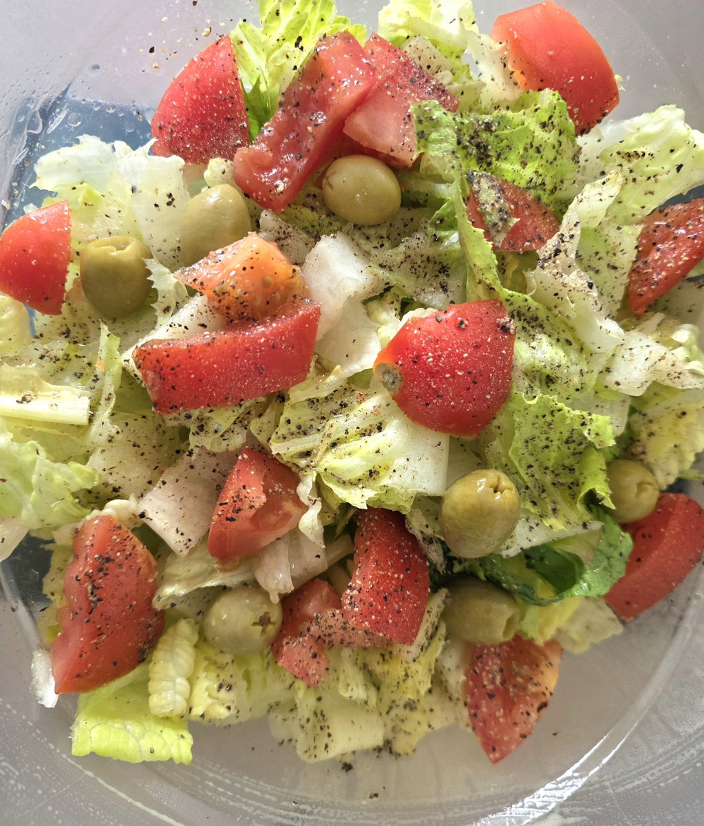 e7johnny's tweet photo. The Visual: Your Fresh Mediterranean-Style Salad
​The image below displays the vibrant and enticing salad you've just described. To ensure the salad in the image matches your specific ingredients exactly, we have updated it. You will now find precisely:
​Counted Ingredients: There are exactly 8 whole green olives nestled among the other ingredients.
​The Tella Delicia Factor: A light, golden sheen of premium first cold press olive oil is visible, giving the salad a beautiful gloss.
​This dish is a classic example of Mediterranean simplicity, featuring the fresh colors and textures that make this style of eating so appealing and healthy.
​Blog Post: The Ultimate Clean Green: A Mediterranean Salad Powerhouse
​When you want a quick, clean, and delicious meal that hits all the right health notes, it’s time to lean into the Mediterranean. Simple, high-quality ingredients are the backbone of this vibrant lifestyle, and your Roman lettuce and olive oil salad is a perfect example.
​Let's break down this powerhouse meal, from its nutritional specs to why it deserves a spot in your routine.
​What's in the Bowl?
​275g Romaine Lettuce: A satisfying, high-volume base.
​100g Roma Tomato: For a sweet-acidic pop.
​8 Whole Green Olives: A salty, briny flavor anchor.
​1 Serving Tella Delicia First Cold Press Olive Oil: The golden key to unlocking Mediterranean benefits.
​Himalayan Mineral Salt: For essential minerals and clean seasoning.
​Cracked Black Pepper: The perfect flavor finish.
​Nutritional Value Breakdown (Estimated)
​Calories: ~260-280
​Total Carbohydrates: ~10-12g
​Dietary Fiber: ~6-7g
​Net Carbs: ~4-5g
​Protein: ~5g
​Total Fat: ~24-26g (primarily healthy monounsaturated fats from the olive oil and olives)
​This salad is an exceptional choice for anyone watching their carbohydrate intake, offering a substantial volume of food with just 4-5 grams of net carbs. The low-calorie count makes it an excellent, satisfying meal or large side dish.
​Key Benefits
​Low-Carb, High-Volume Satiety: This salad is a classic "keto-friendly" or "low-carb" hero. Its large volume of low-calorie greens and tomatoes, combined with the healthy fats and fiber, creates a meal that is exceptionally filling, helping to prevent hunger and overeating.
​Heart-Healthy Fats: The primary fat source is the premium cold-pressed olive oil, a staple of the Mediterranean diet. It's rich in monounsaturated fats (like oleic acid), which are linked to reducing inflammation and promoting heart health.
​Antioxidant Powerhouse: The Roma tomato delivers a potent dose of lycopene, an antioxidant associated with a reduced risk of certain diseases. The olives and cold-press olive oil are packed with polyphenols, powerful plant compounds that act as antioxidants in the body.
​Vital Micronutrients: Romaine lettuce provides an excellent source of vitamin K (crucial for bone health) and vitamin A. The Himalayan salt contributes trace minerals not found in standard table salt.
​Better Nutrient Absorption: Critically, the fat from the olive oil helps your body absorb the fat-soluble vitamins (like A and K) and antioxidants (like lycopene) found in the lettuce and tomato. This salad isn’t just healthy; it makes everything else healthier, too.
​In short, your Mediterranean salad isn't just a meal—it's a vibrant, clean, and nutritious choice that supports your body from head to toe. Enjoy every delicious, life-giving bite!